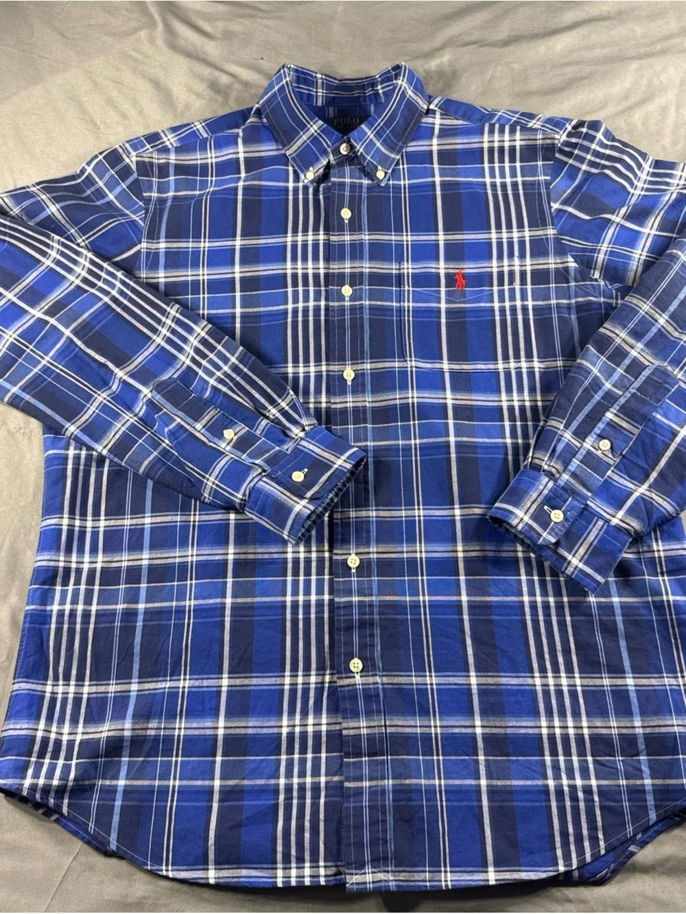 Polo by Ralph Lauren Blue and White Plaid Men's Shirt